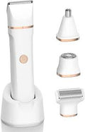 4-In-1 Electric Bikini Trimmer for Women, Gentle IPX7 Waterproof Body Shaver with Replaceable Heads, Facial Hair Remover for Face, Underarm, Body & Bikini Line, Travel Gift for Her