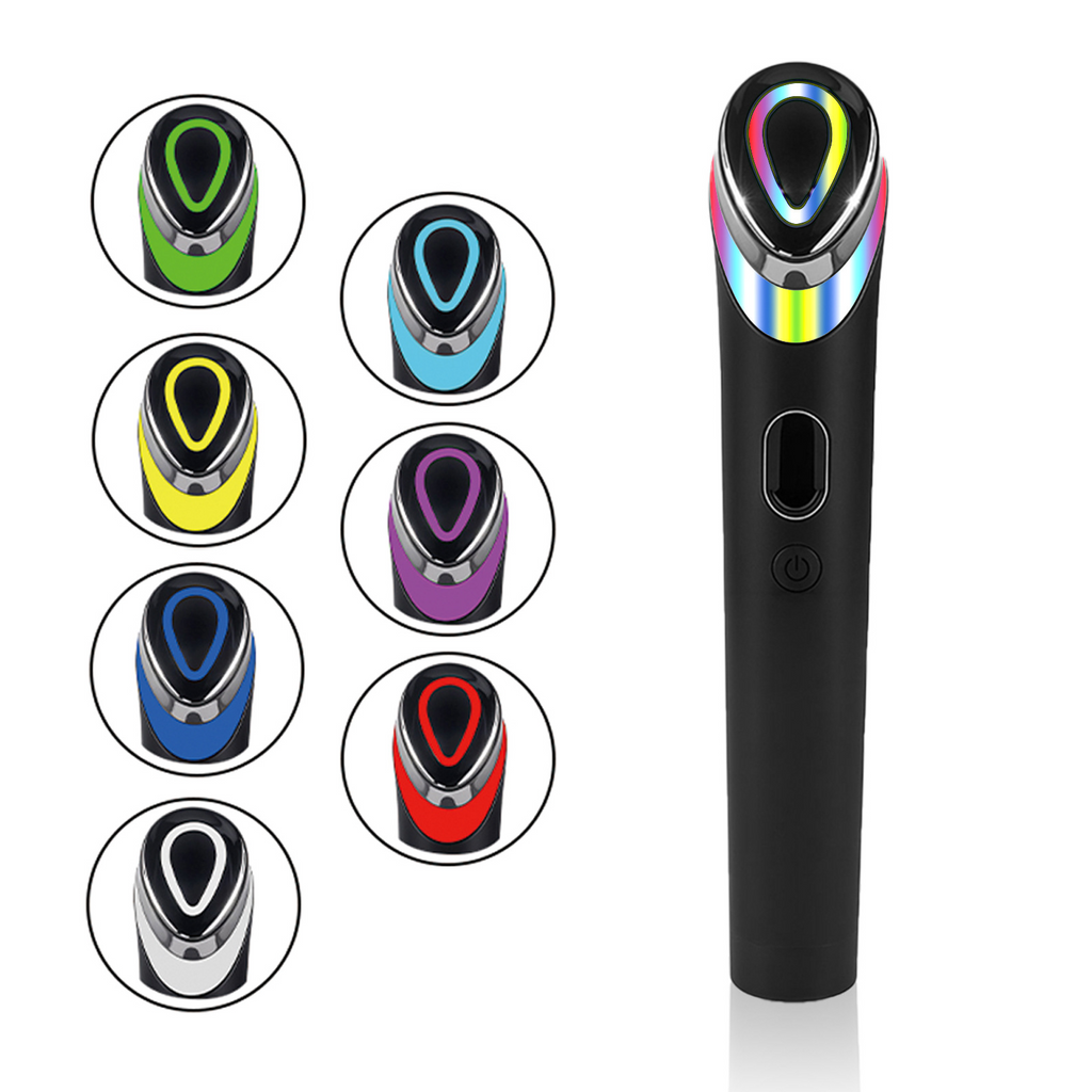 7 Color LED Light Vibration Eye & Face Massager – Red & Blue Light Therapy