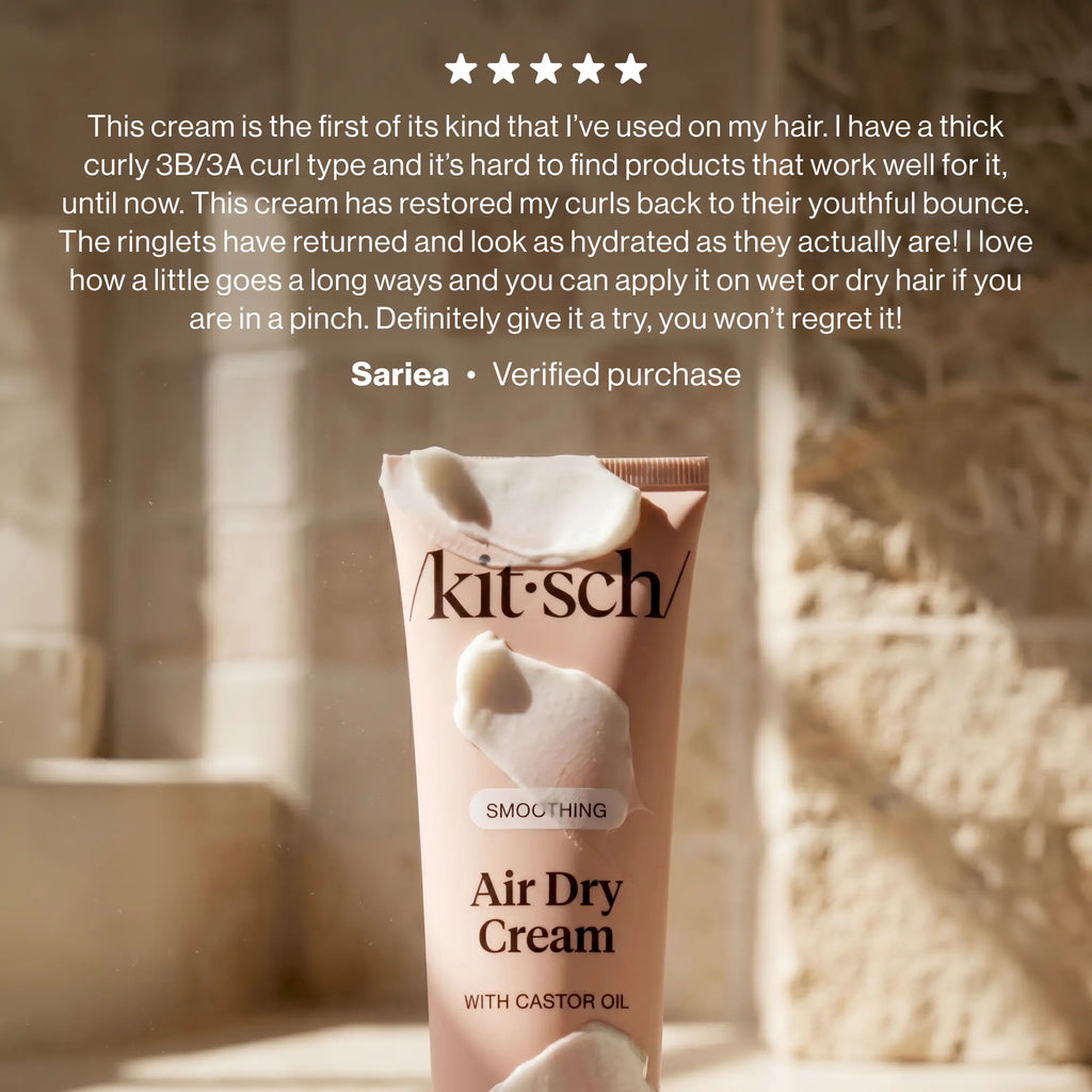 Kitsch Smoothing Air Dry Cream with Castor Oil - Vegan & Cruelty-Free Formula for Frizz-Free Styling - 5 Fl Oz / 148 Ml
