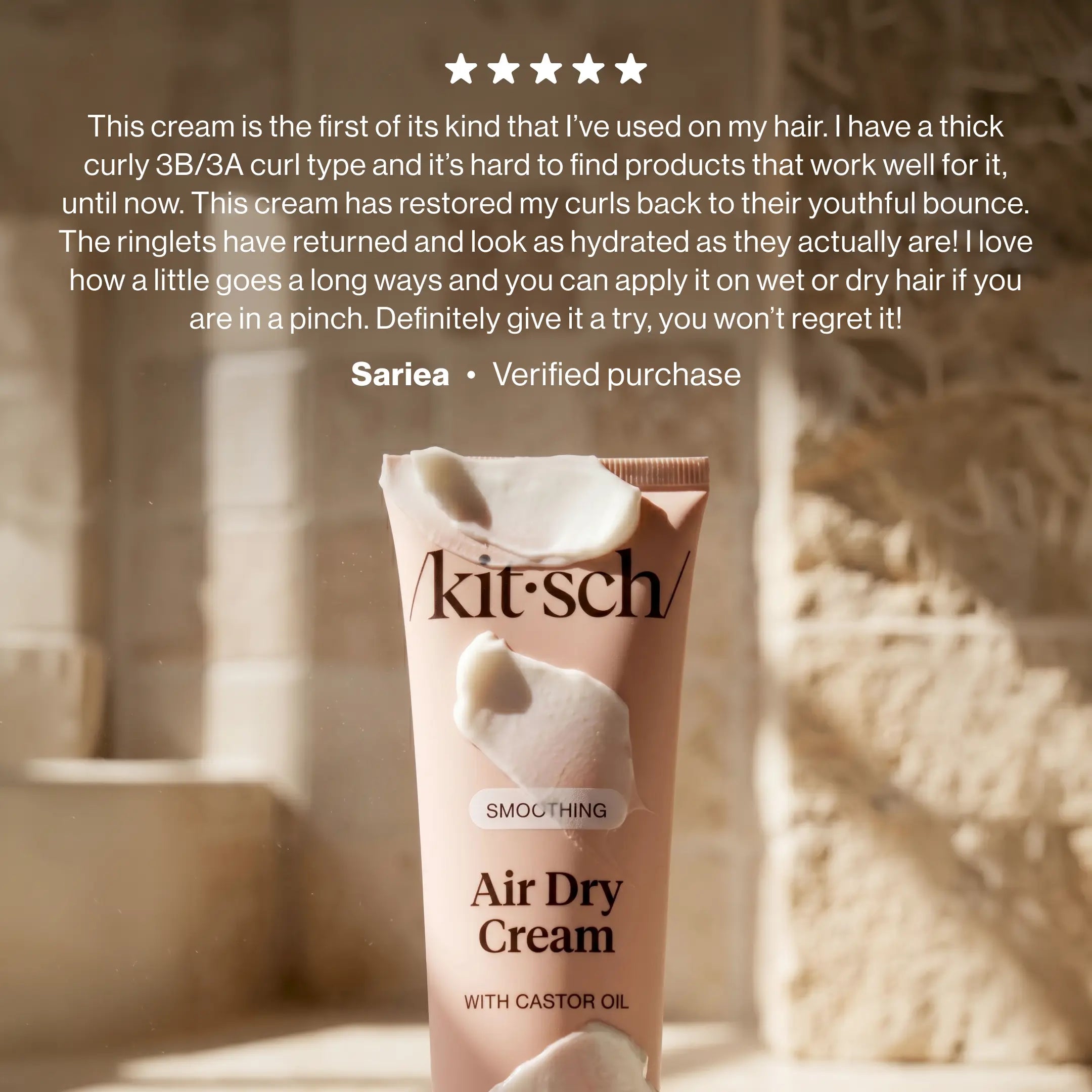 Kitsch Smoothing Air Dry Cream with Castor Oil - Vegan & Cruelty-Free Formula for Frizz-Free Styling - 5 Fl Oz / 148 Ml