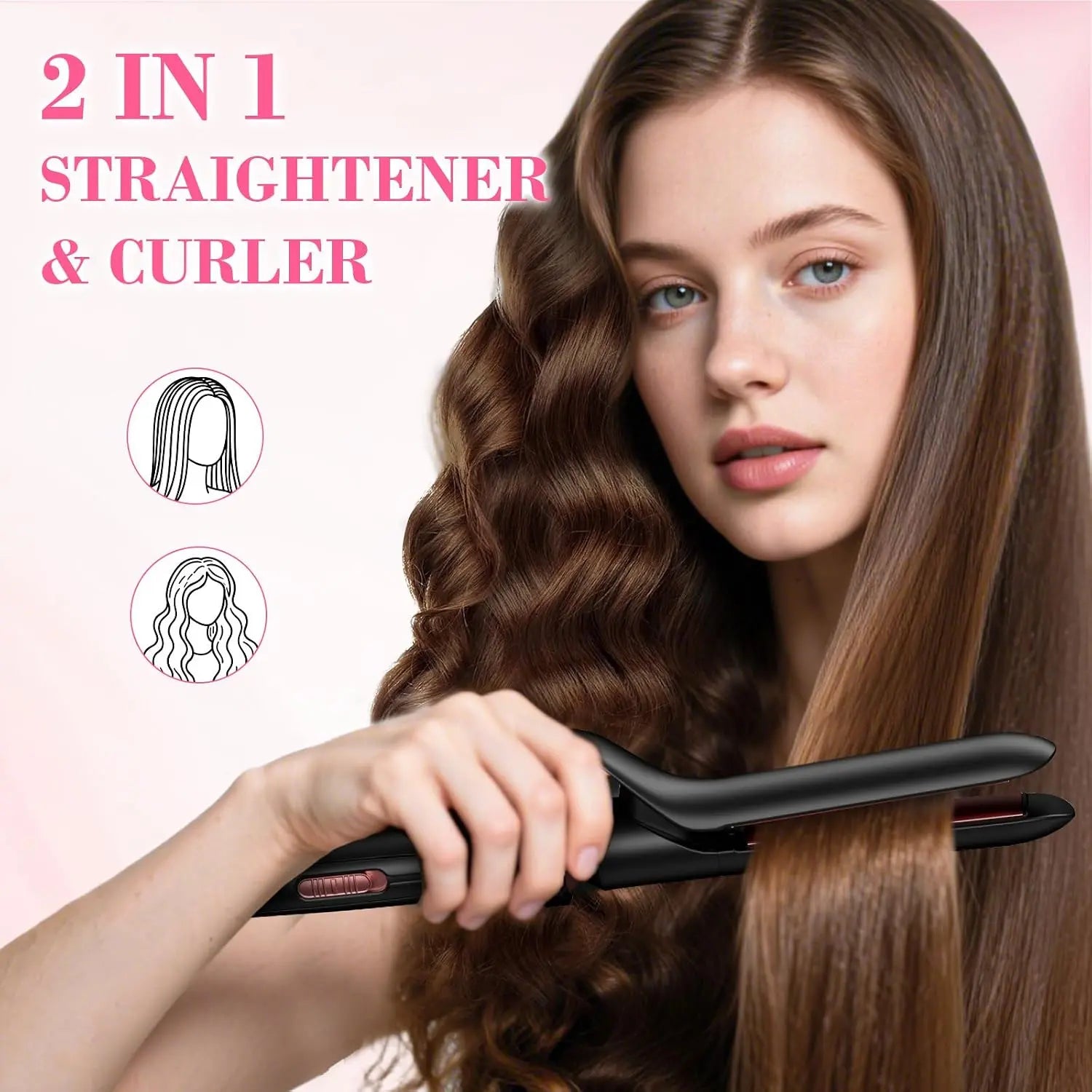 Ufree 7-In-1 Curling Iron Set with Interchangeable Ceramic Barrels, Curling Wand Set with Thermal Brush, Hair Straightener and Wand Curling Iron, Versatile Styling Hair Curlers Set, Gifts for Women